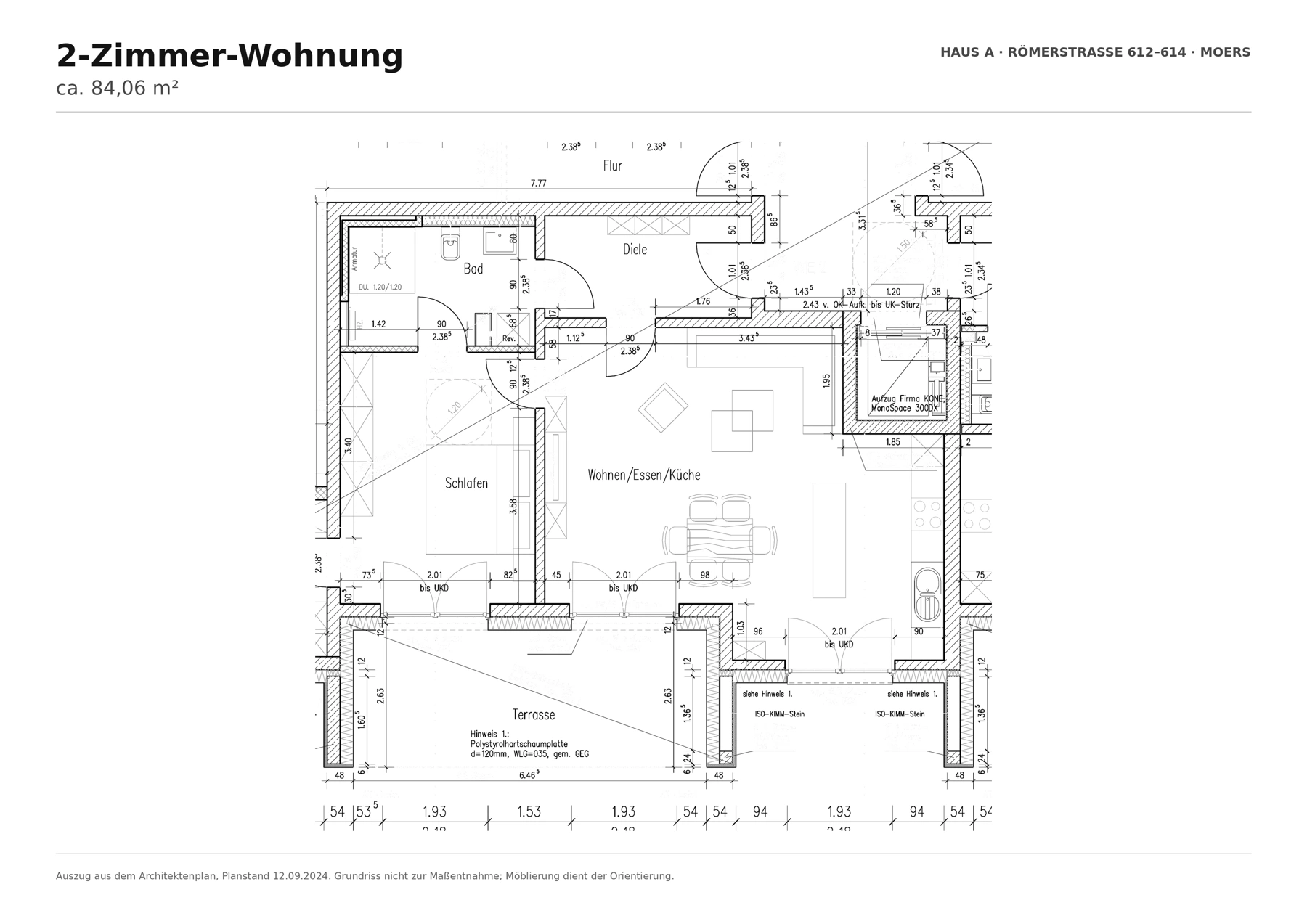 Grundriss für 2 Zimmer und 84,06 Quadratmeter