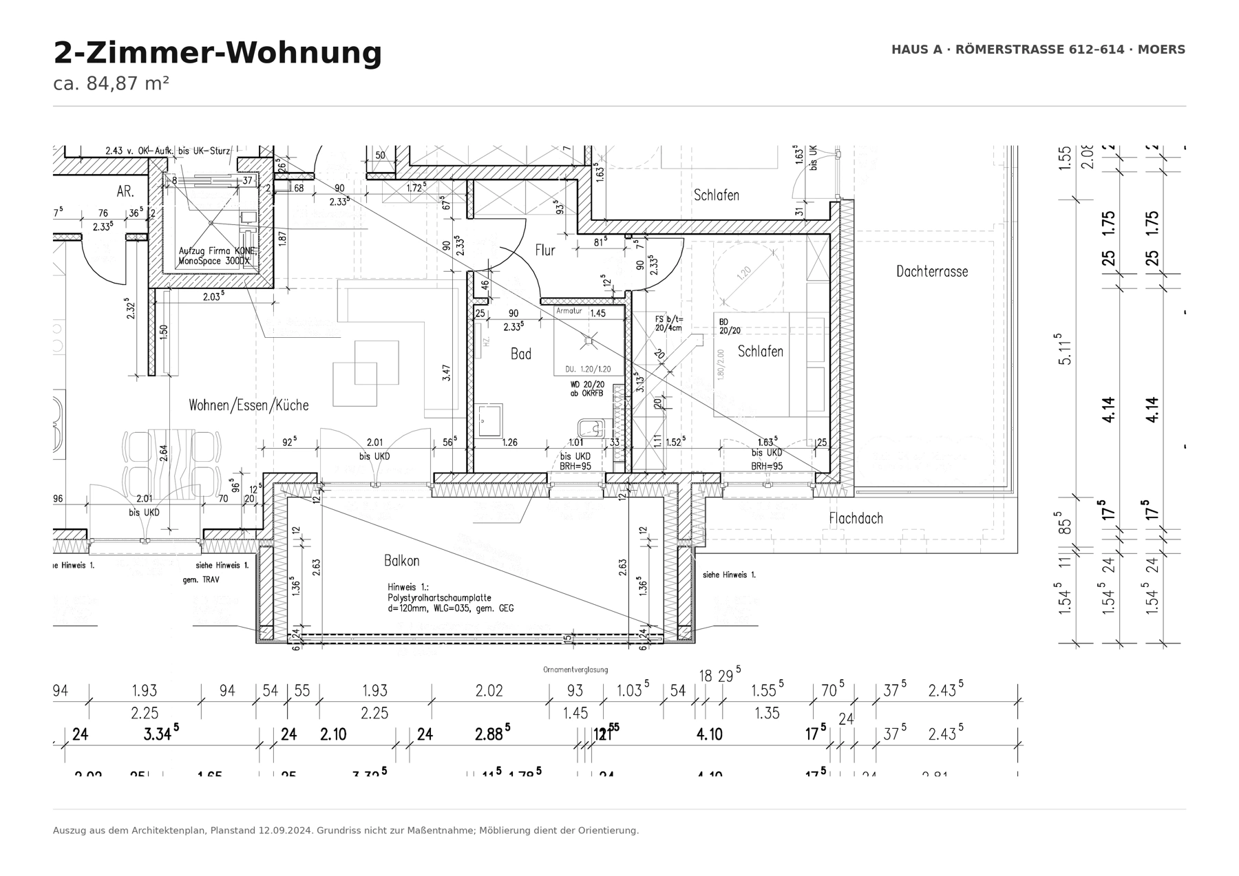 Grundriss für 2 Zimmer und 84,87 Quadratmeter