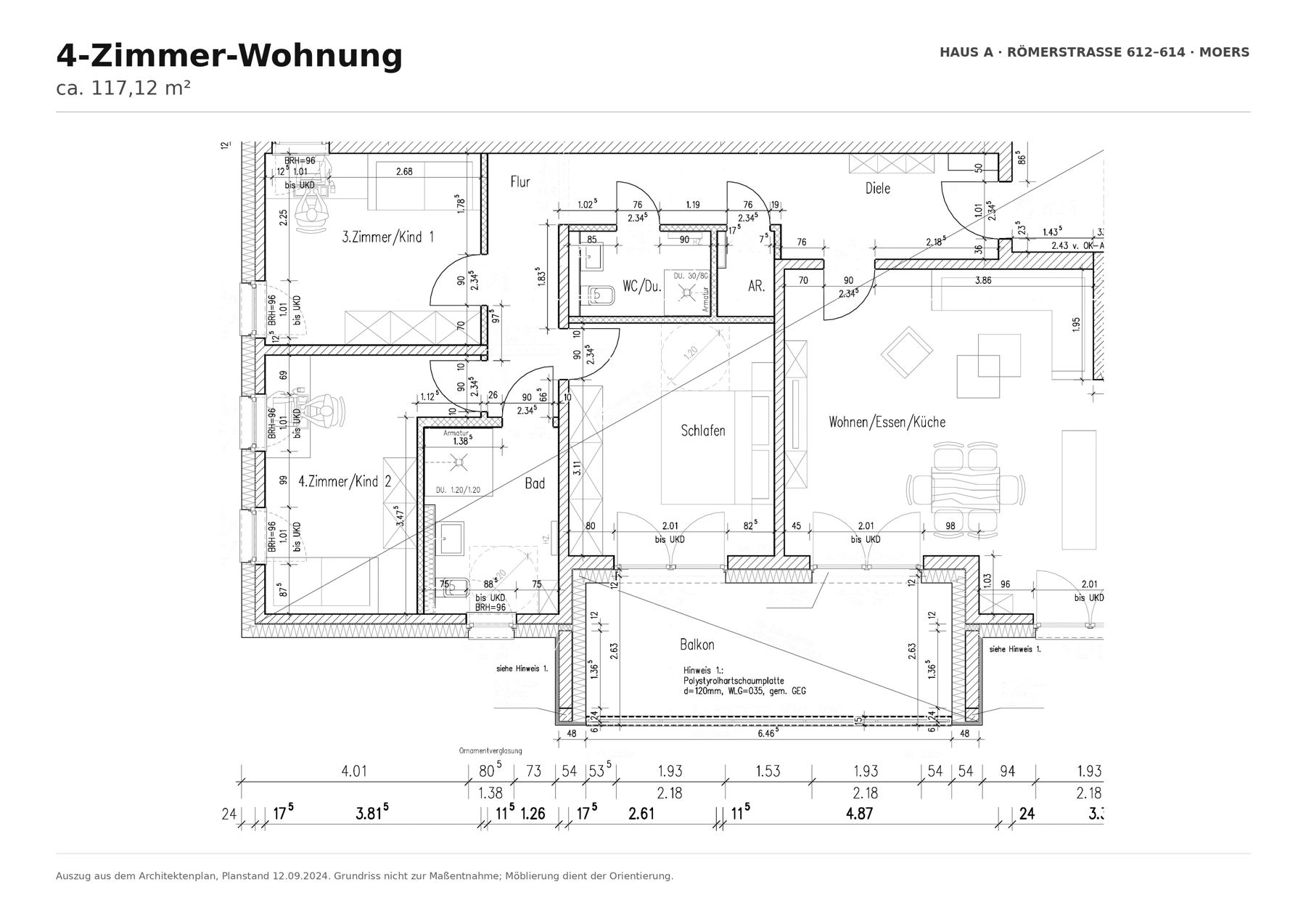 Grundriss für 4 Zimmer und 117,12 Quadratmeter